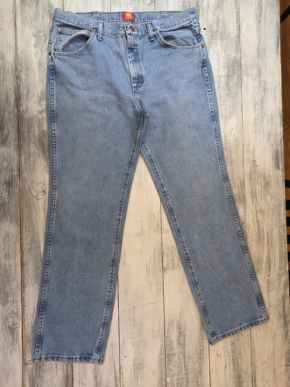 Wrangler Men’s Light Blue Cowboy Cut Slim Straight Jeans Sz 36X32 MWZ